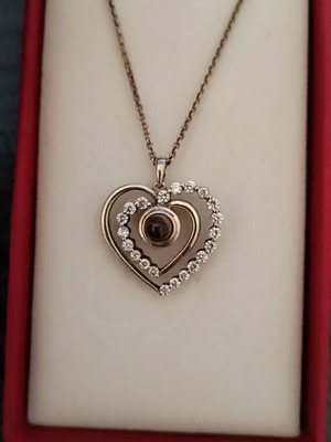 Silver heart necklace 925 from Italy with zircon new