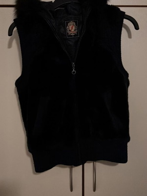 Fur women's vest used, black, size M