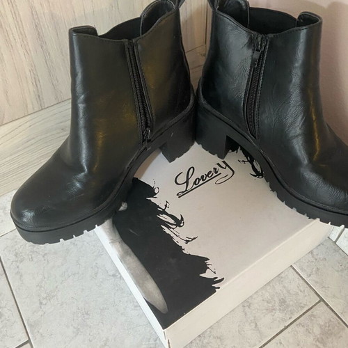 Women's ankle boots new, black with zipper and elastic, size 37