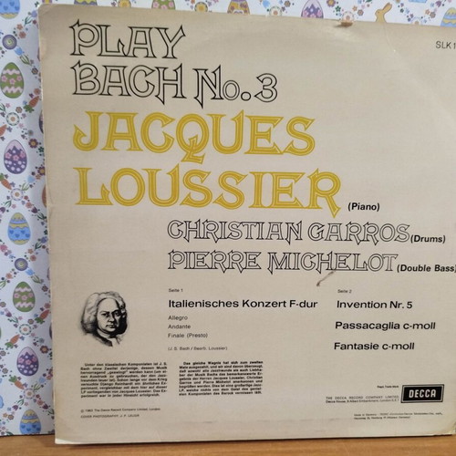 Jacques Loussier Trio Play Bach No. 3 vinyl record used, classical