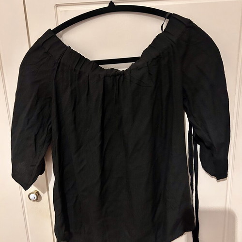 Melrose black off shoulder blouse with ties, size 36