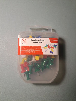 Colored board pins like new, pack of 49 pieces