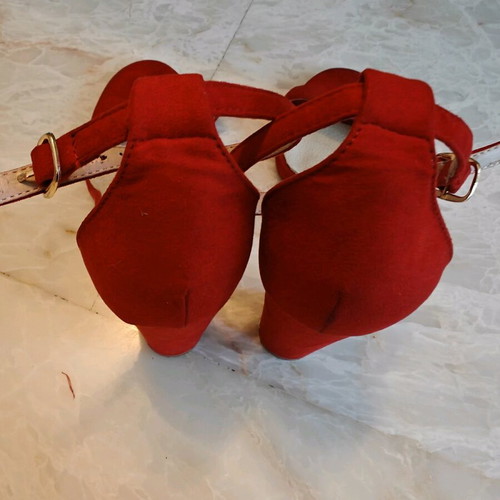 Red suede-style sandals like new, size 41