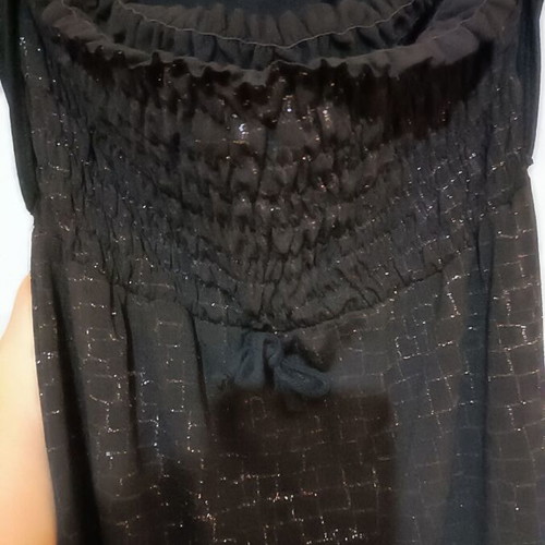 Midi strapless dress with integrated cotton bolero, like new, black with silver
