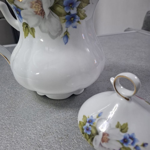Vintage Limoge Royal Porcelain Teapot with Floral Design and Gold Details 20cm