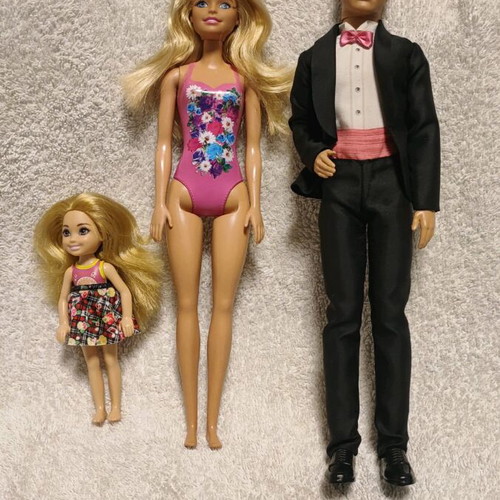 Barbie, Chelsea and Ken Fashionistas dolls used, original