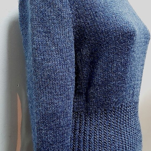 Vintage Hand-Knitted Dress Blue Wool Blend Size L 90 cm