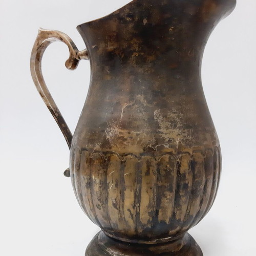 Antique Bronze Pitcher used, 1900s, decorative wine server with patina
