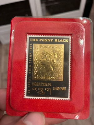 Bhutan 1996 The Penny Black Stamp with 22K Gold Foil, New