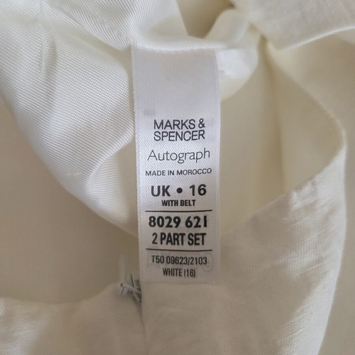 M&S Autograph White Linen Blend Sleeveless Boat Neck Midi Dress new