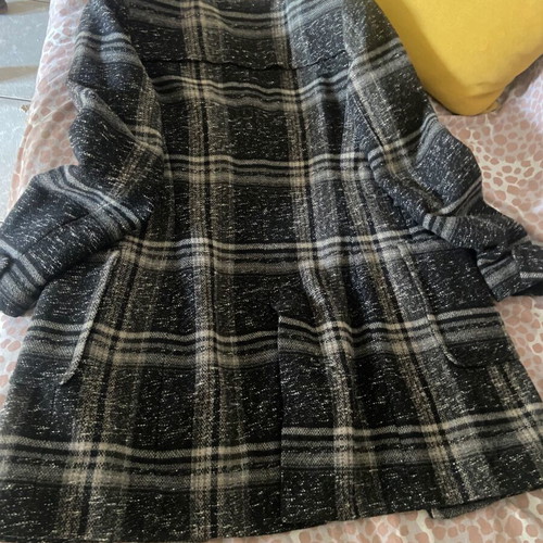 Zara checked coat like new, black and white