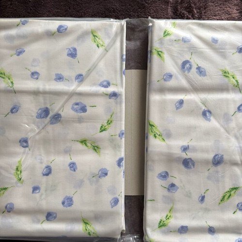 Bed sheet set white with blue flowers 100% cotton new