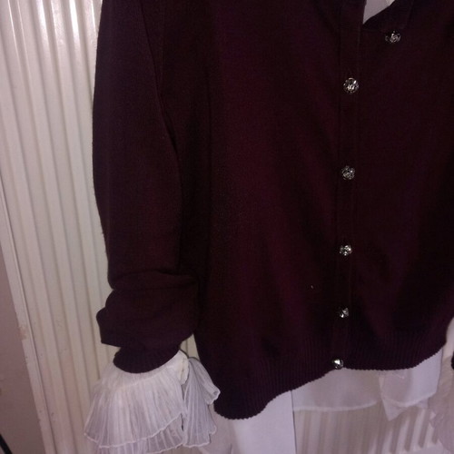 Relish shirt and cardigan new, size small, white and damask