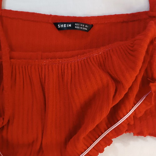 Shein red crop top ribbed, size S, like new