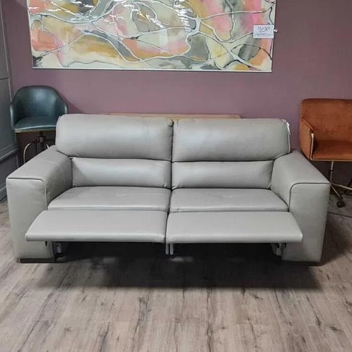 Cubo three-seater sofa new, beige, Italian natural leather with relax mechanism