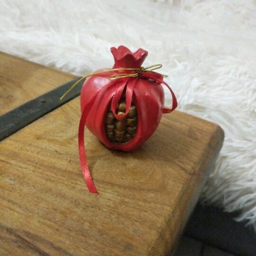 Handmade pomegranate charm with clay and painted, new