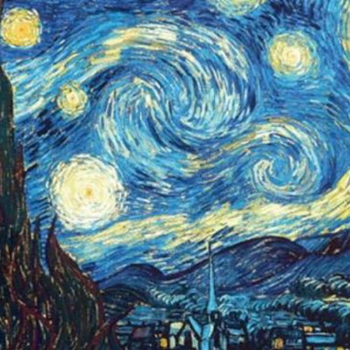 Handmade pendant necklace with detail from Van Gogh's Starry Night