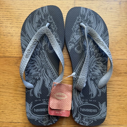Havaianas Fit flip flops new, size 41.5, black and grey