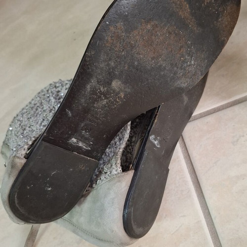 Leather woven sandals size 38 used, gray and silver