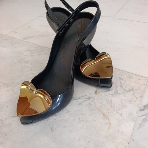 Vivienne Westwood x Melissa Lady Dragon black gold heart heels size 39