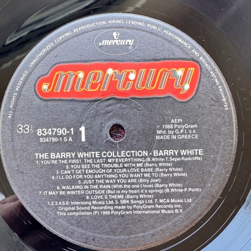 Barry White The Collection LP like new, pop