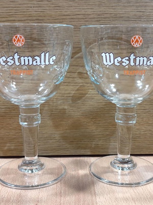 Westmalle Trappist μπίρα σετ δύο διαφημιστικών κολονάτων ποτηριών 330ml καινούργιο