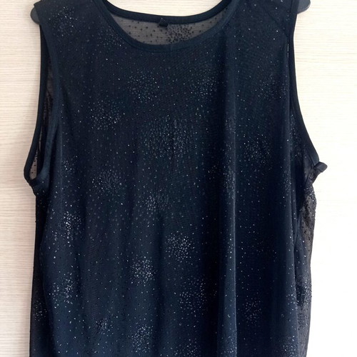 Black see through top with shimmer like new, medium to large size