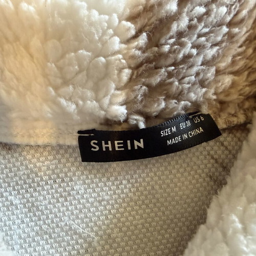 Shein soft fur jacket like new, white and brown, size M