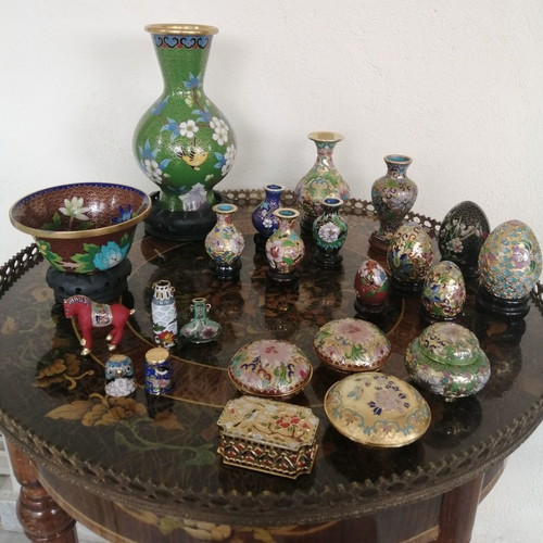 Cloisonne Chinese Art Decorations used, set of 24 pieces