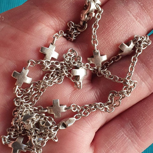 Lalaounis Silver 925 Necklace with Crosses like new, 63 cm