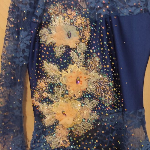 Handmade rhythmic gymnastics leotard like new, blue, age 8-9