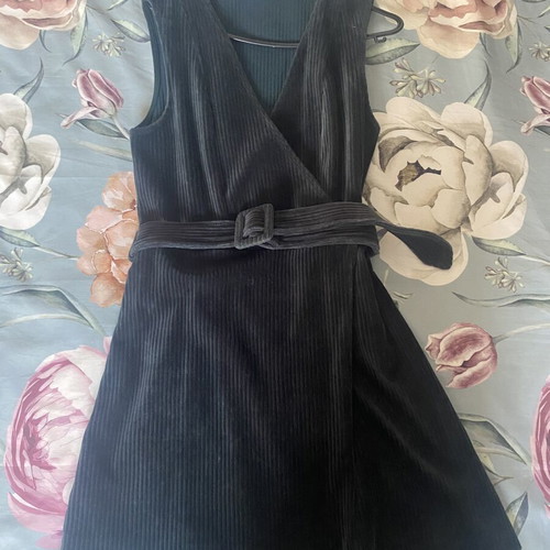 Mango corduroy dress, deep green, mini with waist belt