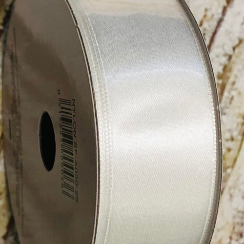 White gift wrapping ribbon new, 100% nylon, 2.5 cm x 10 m