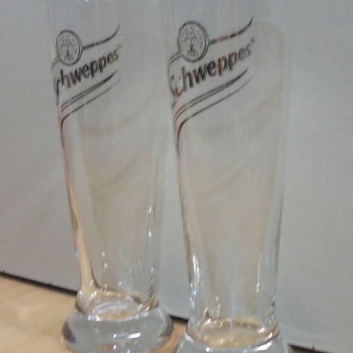 Schweppes soda set of two promotional glasses like new