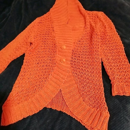 Knitted orange cardigan like new, size large