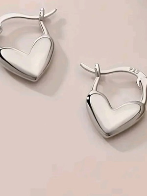 Σκουλαρίκια Drop Heart Hoop 925 καινούργια, ασημένια