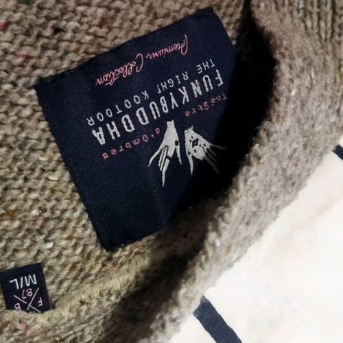 Funky Buddha cardigan M/L like new, wool blend, beige and brown