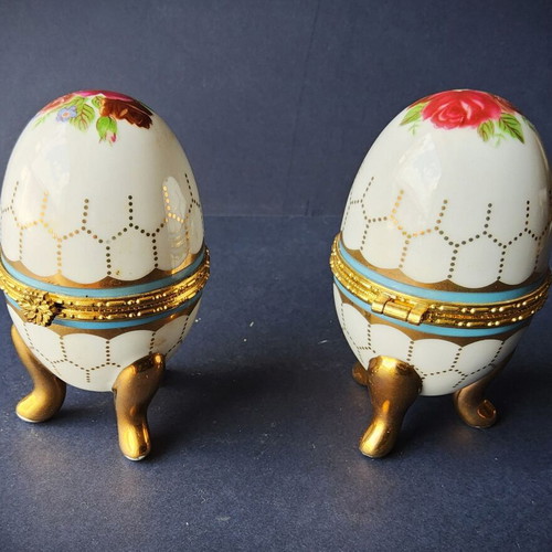 Limoges porcelain egg set vintage, used, 2 pieces