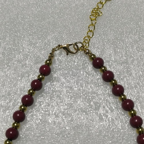Handmade necklace with glass pearls and gold hematite balls new