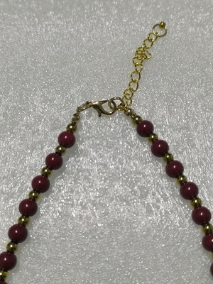 Handmade necklace with glass pearls and gold hematite balls new