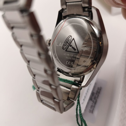 Lacoste Boston 3-Hand men's watch with silver bracelet and black dial