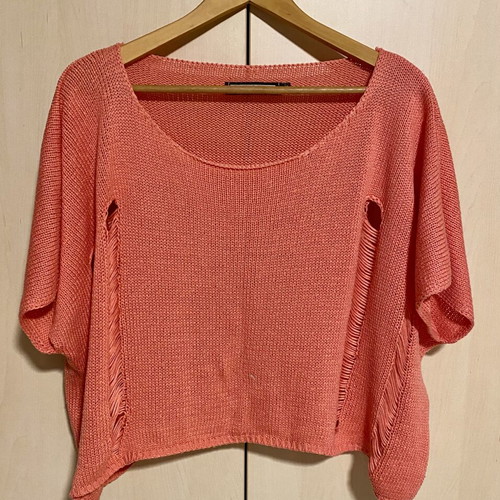Knitted cotton blouse one size coral color new