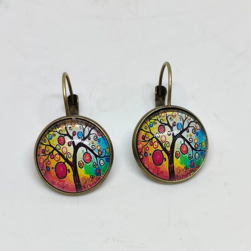 Vintage Boho Earrings bronze with Tree of Life like new