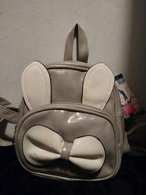 Mini back-pack kids leatherette with bow and ears, new