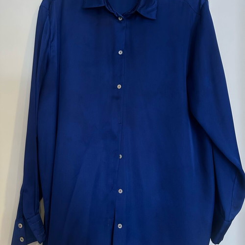 Zara satin shirt blue electric like new, size Large