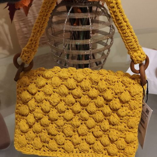 Zara yellow knitted summer shoulder bag new