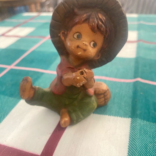Boy with hat porcelain figurine used decorative