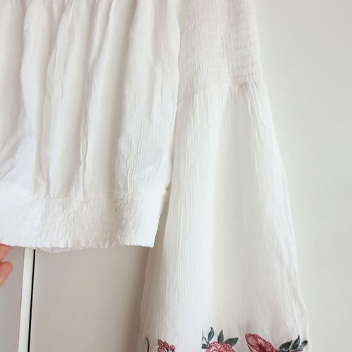 Blouse with embroidery new, short, size S, white