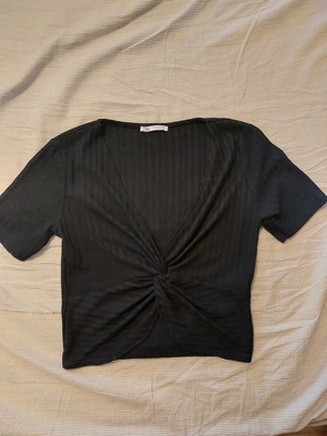 Zara top short sleeve with knot, size small, like new, black