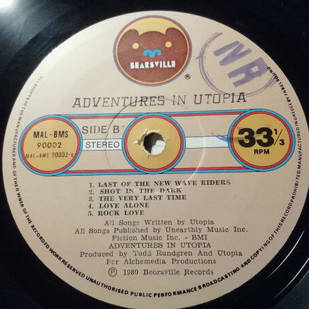 Utopia Adventures In Utopia rock record used